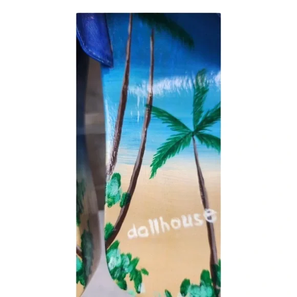 Dollhouse Wooden Wedge Slides Slip-On Sandals Shoes Tropical Leather Size 9 - Picture 7 of 12